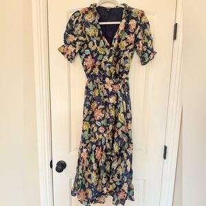 Buffalo David Bitton Navy Floral Long Sleeve Dress